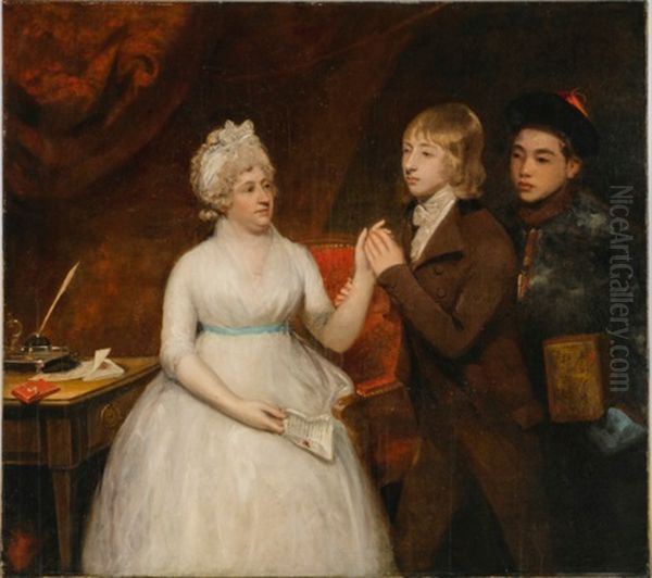 Portrait Of Lady Jane Staunton (d. 1823) With Her Son, Afterwards Sir George Thomas Staunton Bart. (1781-1859), And A Chinese Attendant Holding A Chest Of Tea - view 1