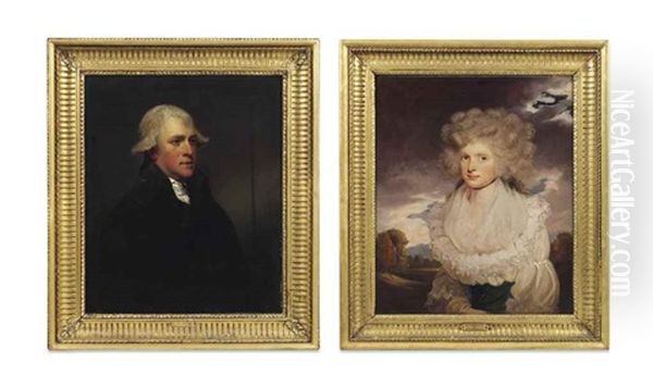 Portrait Of Rev. John Granville, Half-length, In A Black Coat And White Stock; And Portrait Of Mrs Granville, Half-length, In A Landscape - view 1