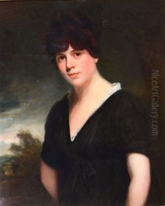 Portrait Of Miss Sarah Hovell, Half Length, Wearing A Black Dress With White Lace Chemise