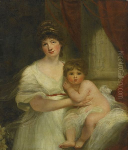 Portrait Of The Countess Of Oxford And Her Daughter, Lady Jane Elizabeth Harley by Sir John Hoppner