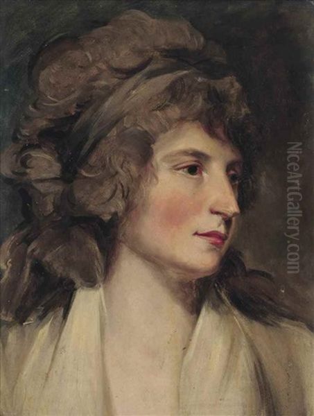 Portrait Of A Lady, Bust-length, In A White Dress - view 1