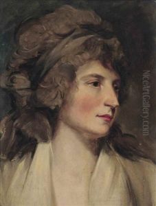 Portrait Of A Lady, Bust-length, In A White Dress by Sir John Hoppner
