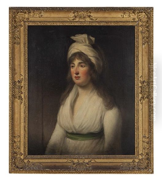 Half-length Portrait Of A Lady In A White Dress And Turban - view 1