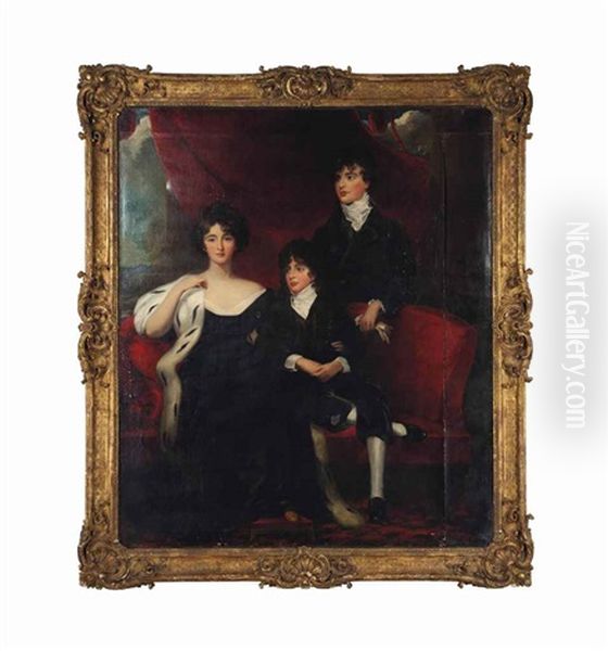 A Group Portrait Of A Lady And Two Young Men - view 1