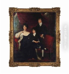 A Group Portrait Of A Lady And Two Young Men by Sir John Hoppner