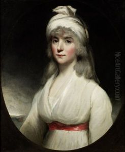 Portrait Of Miss Ann Anguish, Half-length, In A White Dress, A Red Sash And A White Turban
