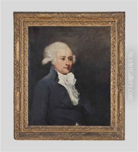 Portrait Of A Gentleman, Half-length, In A Blue Coat And White Stock