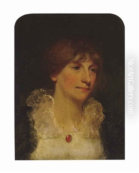Portrait Of A Lady, Bust-length, In A White Chemise With A Black Coat - view 1