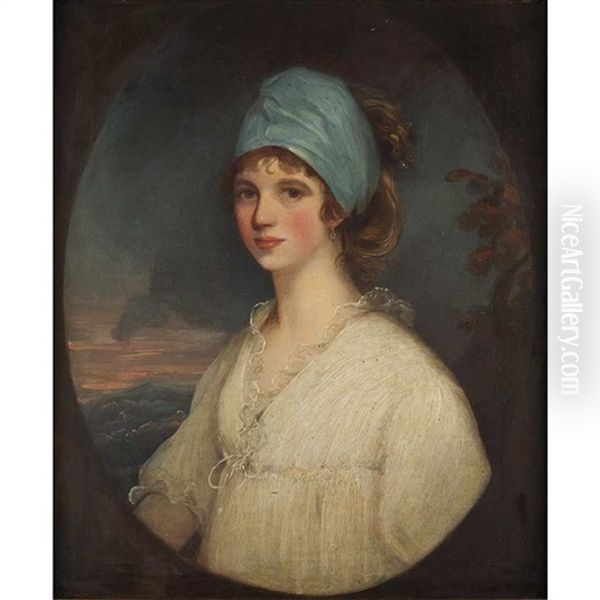 Portrait Of A Lady In A Blue Turban - view 1