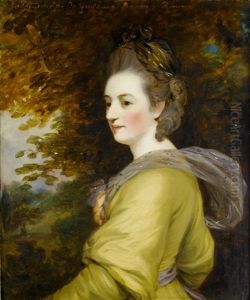 Portrait Of Lady Romney, In A Yellow Dress With A Shawl, Before An Open Landscape