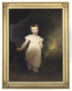 Portrait Of A Young Boy (sir Thomas Munro Of Lindertis, Forfar, As A Child?) In A Pale Pink Gown by Sir John Hoppner