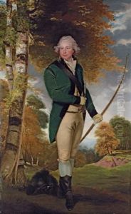Portrait Of Sir Foster Cunliffe, 3rd Bt. Of Acton Park, Wrexham, Denbighshire In Archer's Uniform, With Green Coat, Buff Yellow Breeches And Hessian Boots by Sir John Hoppner