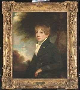 Portrait Of Sir Charles Henry Coote, 9th Bt., Of Ballyfin, Queen's Country, Ireland, And Formerly Of Ash Hill, Co. Limerick, In A Dark Green Coat And White Cravat, In A Landscape by Sir John Hoppner