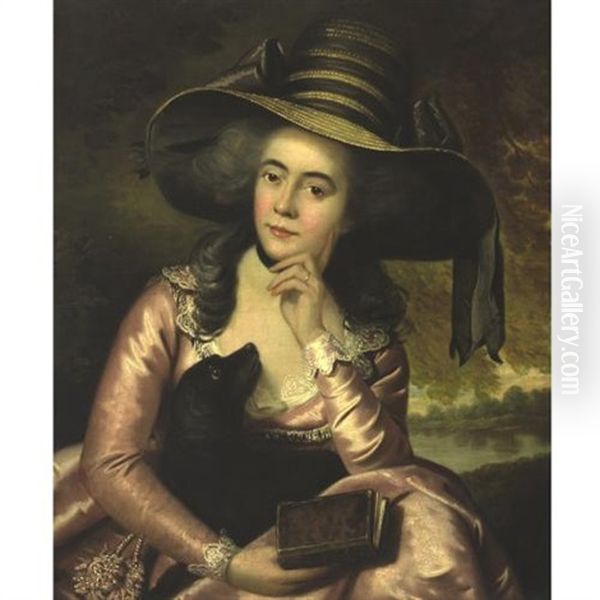 Portrait Of A Lady Holding A Dog - view 1