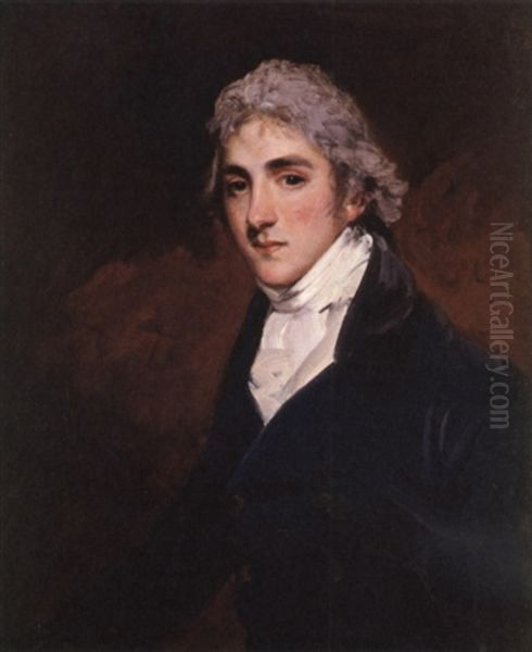 Portrait Of Henry Wellesley, Baron Cowley, Wearing A Double-breasted Blue Coat And White Neckcloth, With Powdered Hair - view 1
