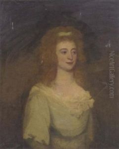 Portrait Of Mrs. Dennis In A Blue Dress by Sir John Hoppner