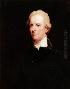 Portrait Of William Pitt Wearing A Dark Grey Coat And White Stock by Sir John Hoppner