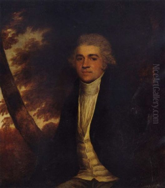 Portrait Of A Gentleman (marquis Jean De Sievrac Of Cruese?) In A Black Coat And White Waistcoat, In A Landscape - view 1