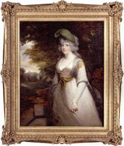 Portrait Of Lady Boothby In A Grey Dress And With A Plume In Her Hair, A Landscape Beyond