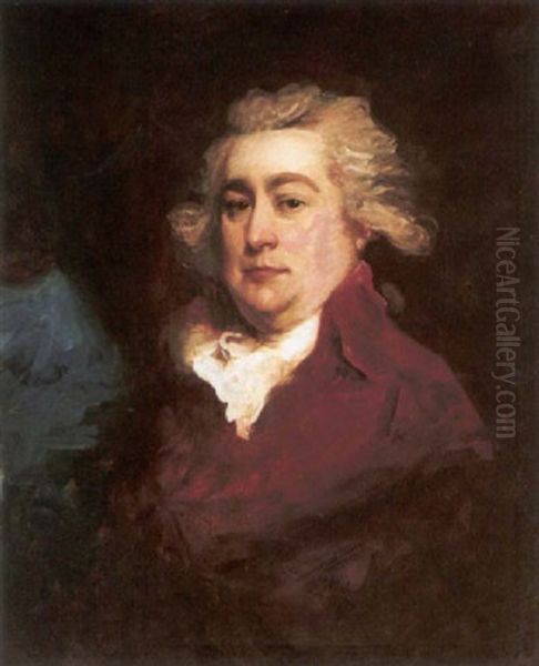 Portrait Of A Gentleman Wearing A Red Coat And White Stock - view 1