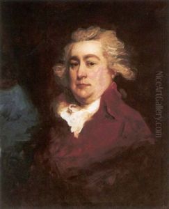 Portrait Of A Gentleman Wearing A Red Coat And White Stock