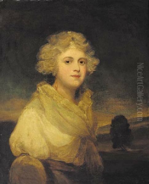 Portrait Of A Lady In A White Dress, A Landscape Beyond - view 1