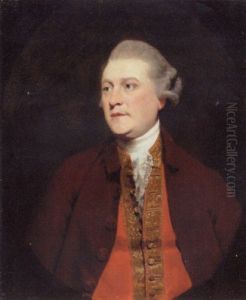 Portrait Of A Gentleman In A Brown Coat And Red Waistcoat With Gold Trim