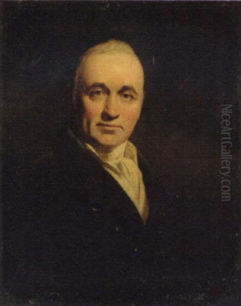 Portrait Of A Gentleman In A Black Coat And White Stock - view 1
