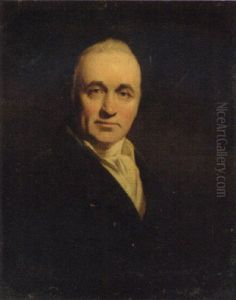 Portrait Of A Gentleman In A Black Coat And White Stock by Sir John Hoppner