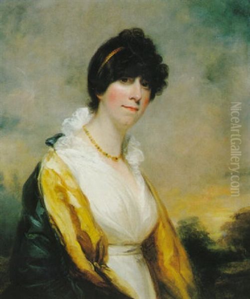 Portrait Of Mrs. John Corbet, Nee Piggott Of Chetwynd, Half Length, Standing In A Landscape - view 1