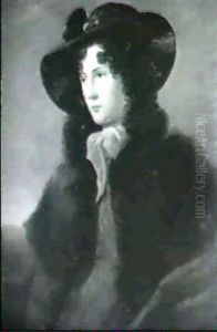 Portraet Af Ung Pige Ifort Bredskygget Hat Og Pelsskrave, Sandsynligvis Forestillende Frk. Anne Lindsay by Sir John Hoppner