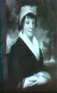 Portrait Of Mrs Whitbread, Seated Three-quarter Length,     Wearing A Black Lace Wrap And White Cap And Scarf, In A