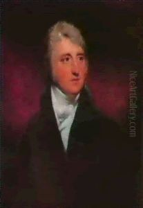 Portrait Of Colonel The Hon. Robert Fulke Greville, Bust Length Wearing A Dark Coat Andwhite Stock. Portrait Of Colonel The Hon. Robert Fulke Greville, Bust Length Wearing A Dark Coat Andwhite Stock.
