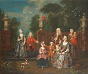 Portrait Of A Family Group In A Park Landscape