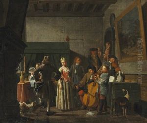 An Interior With Musicians by Jan Josef Horemans the Elder