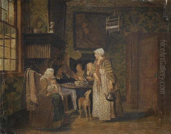 A Family At A Table In An Interior - view 1