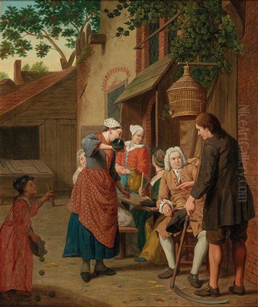A Company Outside A Tavern - view 1