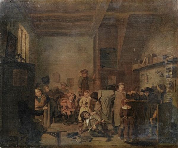A Schoolmaster And His Pupils In An Interior by Jan Josef Horemans the Elder