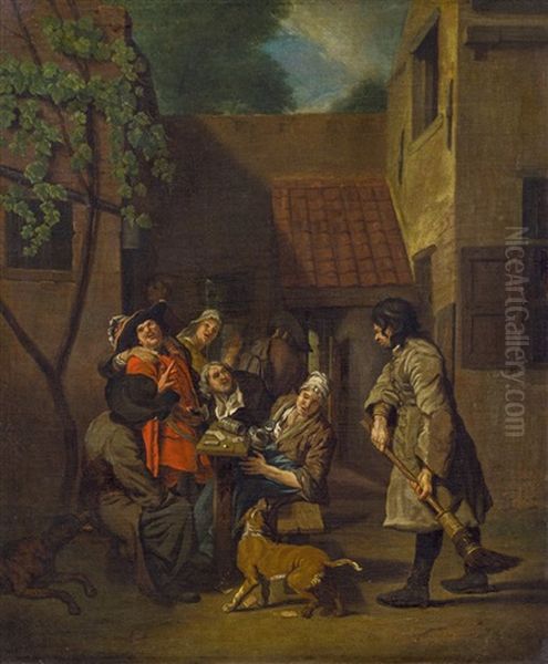 Zecher Im Hof Eines Wirtshauses - view 1