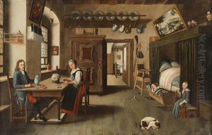 Interieur Mit Vornehmer Burgerfamilie by Jan Josef Horemans the Elder