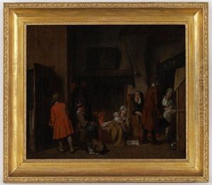 Scene D'interieur, Famille Au Coin Du Feu Scene D'interieur, Famille Au Coin Du Feu