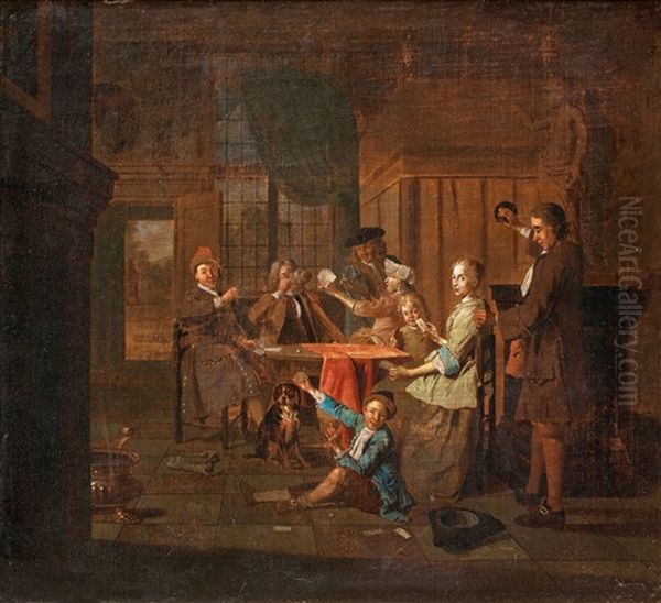 Vardshusinterior Med Kortspelande Sallskap - view 1