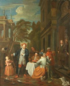 Diners On A Terrace by Jan Josef Horemans the Elder