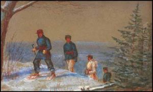 A) Snowshoers In Quebec Hills by Frederick S. Barnjum