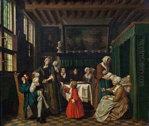 Interieur Mit Familienbesuch Der Wochnerin