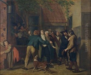 La Rixe Dans La Cour Ou La Dispute Des Deux Freres by Jan Josef Horemans the Elder