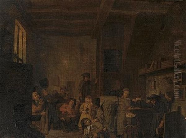A Classroom Interior With A Teacher Reprimanding A Pupil - view 1