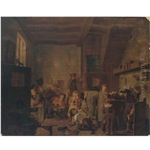 A Classroom Interior With A Teacher Reprimanding A Pupil by Jan Josef Horemans the Elder