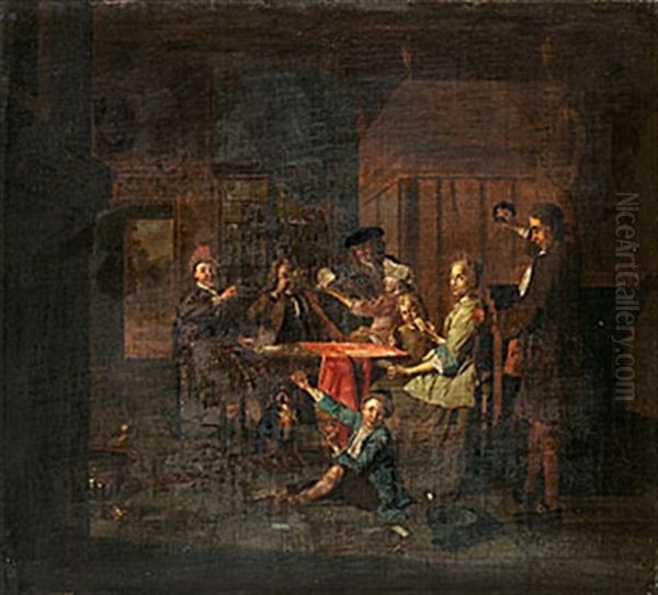 Interior Med Kortspelande Sallskap - view 1