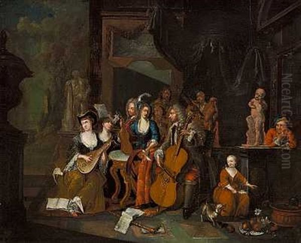 Interior Med Musicerende Damer Og Herrer - view 1